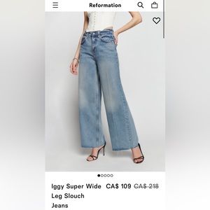 The Reformation Iggy Wide Legged slouch jeans in Atwood